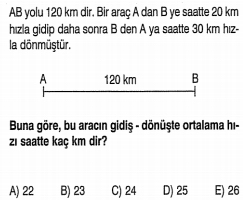 matematik hız sorusu test