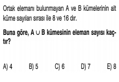 matematik kümeler soru test