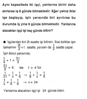 kpss çözümlü matematik işçi saat problemi