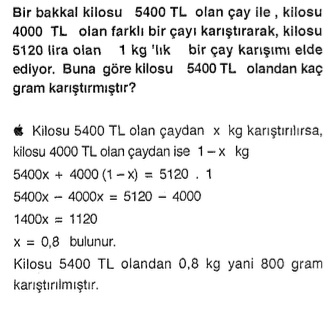 kpss matematik karışım problemi