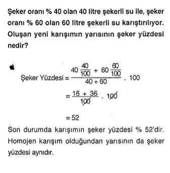 kpss matematik karışım yüzde problemi sorusu