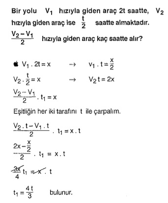 kpss matematik yol saat hız problemi sorusu