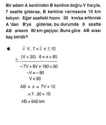 kpss matematik yol saat hız problemi sorusu