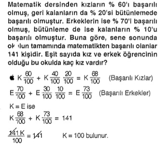 kpss matematikders başarı yüzde problemi sorusu