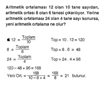 matematik aritmetik ortalama soru