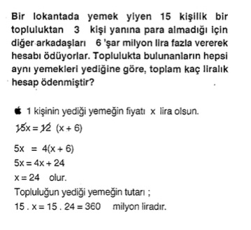 matematik denklem kurma sorusu