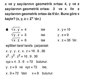 matematik geometrik ortalama soru