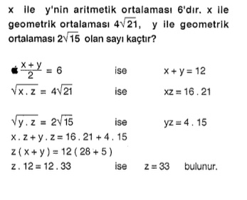 matematik geometrik ortalama soru