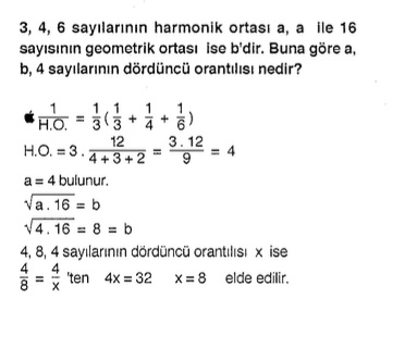 matematik harmonik ortalama soru