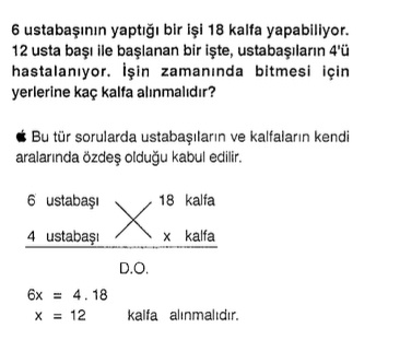 matematik oran orantı işçi problemi